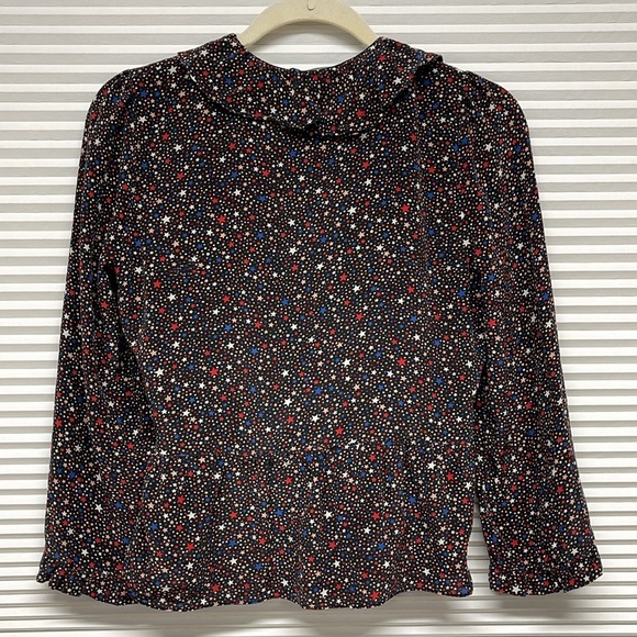 Madewell Silk Ruffle-Hem Wrap Top in Starry Night Size Medium - Picture 7 of 10